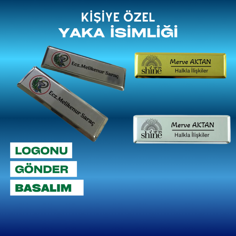 Dikdörtgen İnce Model Yaka İsimliği 5 Adet